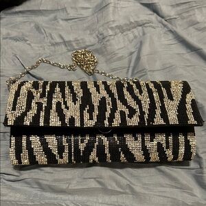 Elegant Black and Silver Clutch Bag